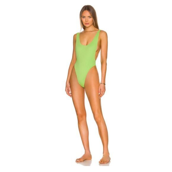 NWOT NORMA KAMALI Marissa One Piece in Gemini Green swimsuit size M - Picture 2 of 6